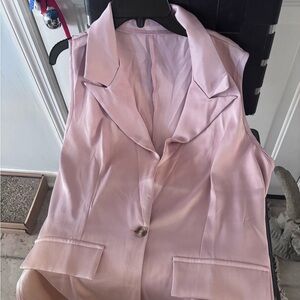 Women's Sleeveless  Satiny Vest Top - Pink Mauve